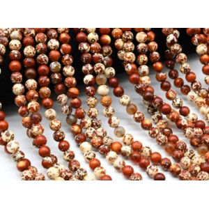 Бусины из агата тибетского шарик 8мм цвет рыжий, 35,5см, 45 бусин