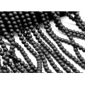 Бусины из агата черного шарик 8мм, 35,5см, 49 бусин (иск.)