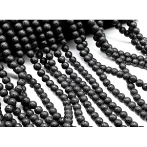 Бусины из агата черного шарик 8мм, 35,5см, 49 бусин (иск.)