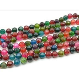 Бусины из агата пати тонированного шарик 10мм цвет ассорти, 37см, 37 бусин