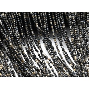 Бусины из агата черного шарик гр.2мм, 39см, 205 бусин
