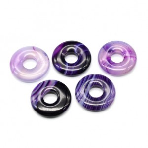 Бусина - бублик для швенз из агата тонированного 18*4мм цвет фиолетовый, 1шт