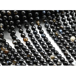 Бусины из агата черного шарик гр.8мм, 36см, 45 бусин