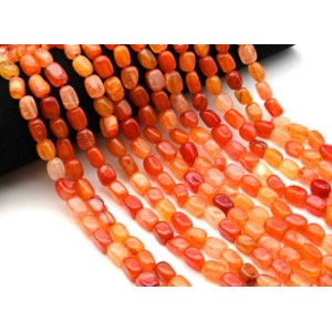 Бусины из агата пати тонированного прямоугольник 8*11мм цвет рыжий, 37см, 32 бусины