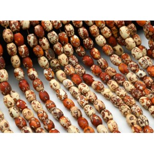 Бусины из агата тибетского бочонок 10*13мм цвет рыжий, 34см, 25 бусин