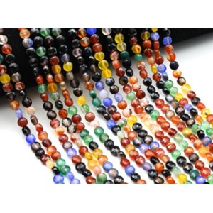 Бусины из агата тонированного круг гр.6мм цвет ассорти2, 37см, 59 бусины