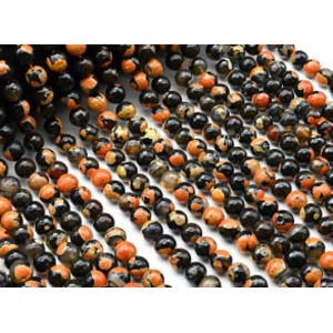 Бусины из агата тонированного шарик с гранями 10мм цвет рыжий, 37см, 37 бусин