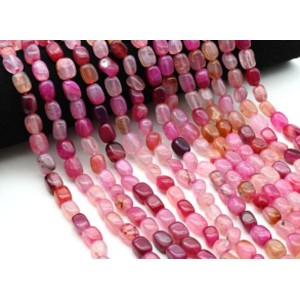 Бусины из агата пати тонированного прямоугольник 8*11мм цвет фуксия, 36см, 32 бусины