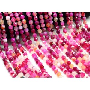 Бусины из агата тонированного шарик гр.7мм цвет фуксия, 39см, 50 бусин