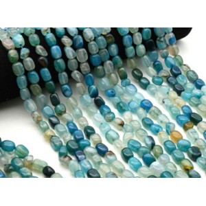 Бусины из агата тонированного прямоугольник 8*11мм цвет голубой, 37см, 33 бусины