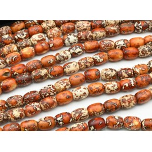 Бусины из агата тибетского бочонок 13*17мм цвет рыжий, 33,5см, 19 бусин