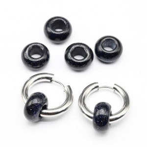 Бусина - бублик для швенз из авантюрина синего 14*7мм, 1шт (иск.)