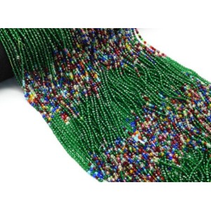 Бусины из шпинели шарик гр.3мм цвет изумрудный, ассорти, 37см, 126 бусин (иск.)