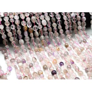 Бусины из аметиста и рутилового кварца галтовка 9*11мм, 37см, 38 бусин