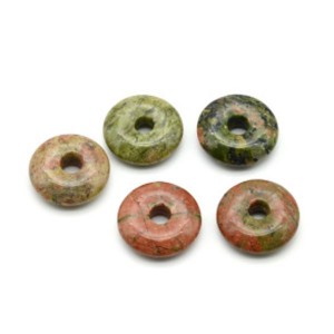 Бусина - бублик для швенз из унакита 15*4мм, 1шт