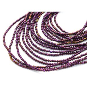 Бусины из гематита шарик гр.2мм цвет фиолетовый, 39,5см, 199 бусин