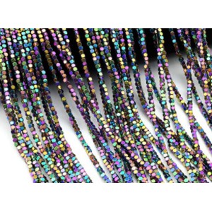 Бусины из гематита кубик 3мм цвет радужный, 40см, 130 бусин.