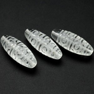 Бусина Дзи "Шесть глаз" из горного хрусталя 10*30мм, 1 бусина