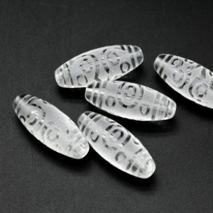 Бусина Дзи "Одиннадцать глаз" из горного хрусталя 10*30мм, 1 бусина