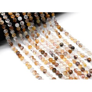 Бусины из горного хрусталя "Кровавый" круг гр.8мм, 37см, 46 бусин Бусины из горного хрусталя "Кровавый" круг гр.8мм, 37см, 46 бусин