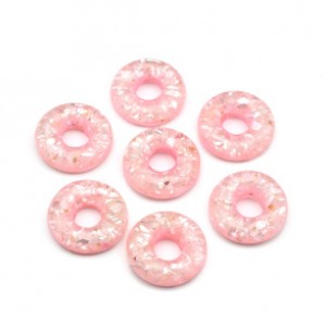 Бусина - бублик для швенз с перламутром 20*6мм цвет розовый, 1шт (иск.)