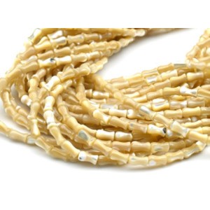 Бусины из перламутра бутон 4*8мм цвет кремовый, 39см, 51 бусина