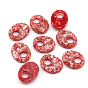 Бусина - бублик для швенз с перламутром 18*22мм цвет красный, 1шт (иск.)