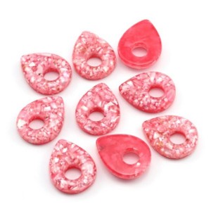 Бусина - бублик для швенз с перламутром 19*25мм цвет клубничный, 1шт (иск.)