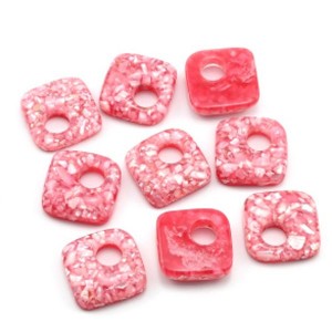 Бусина - бублик для швенз с перламутром 24*24мм цвет клубничный, 1шт (иск.)