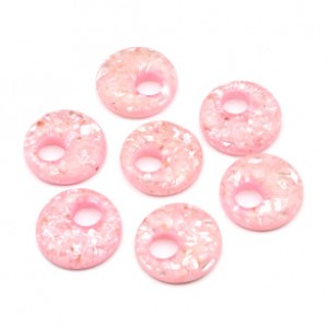 Бусина - бублик для швенз с перламутром 20*5мм цвет розовый, 1шт (иск.)