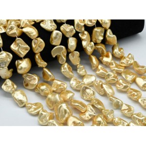 Бусины из майорки тонированной галтовка 15*20мм цвет желтый, 39см, 20 бусин (иск.)