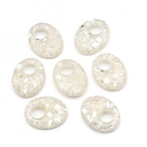 Бусина - бублик для швенз с перламутром 18*22мм цвет белый, 1шт (иск.)