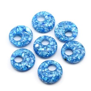 Бусина - бублик для швенз с перламутром 20*5мм цвет голубой, 1шт (иск.)