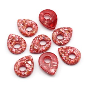 Бусина - бублик для швенз с перламутром 19*25мм цвет красный, 1шт (иск.)