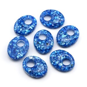 Бусина - бублик для швенз с перламутром 18*22мм цвет голубой, 1шт (иск.)