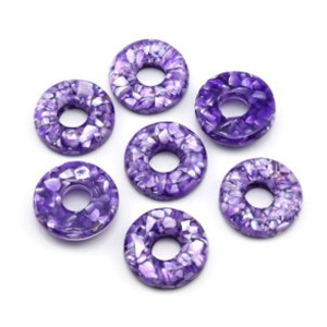 Бусина - бублик для швенз с перламутром 20*6мм цвет фиолетовый, 1шт (иск.)