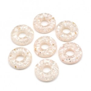 Бусина - бублик для швенз с перламутром 20*6мм цвет пудровый, 1шт (иск.)