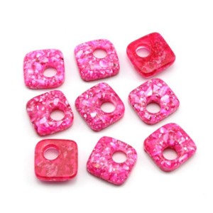Бусина - бублик для швенз с перламутром 24*24мм цвет фуксия, 1шт (иск.)