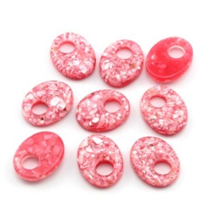 Бусина - бублик для швенз с перламутром 18*22мм цвет клубничный, 1шт (иск.)