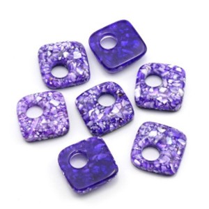 Бусина - бублик для швенз с перламутром 24*24мм цвет фиолетовый, 1шт (иск.)