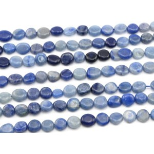 Бусины из кальцита тонированного галтовка 10*12мм, цвет голубой, 38см, 34 бусины