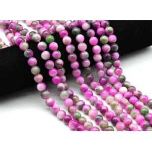 Бусины из кальцита тонированного шарик 10мм цвет зелено-розовый, 40см, 40 бусин