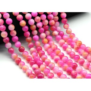 Бусины из кальцита тонированного шарик 10мм цвет фуксия, 40см, 40 бусин