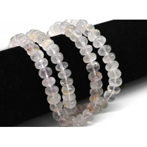 Бусины из розового кварца рондель гр.8-10мм на увеличение, 25,5см, 41 бусина, 31,2г