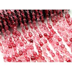 Бусины из кварца тонированного галтовка 8*10мм цвет розовый, 37см, 36 бусин