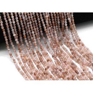 Бусины из кварца клубничного шарик гр.3мм, 31,5см, 99 бусин