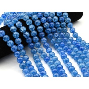 Бусины из сахарного кварца тонированного шарик 12мм цвет синий, 38см, 33 бусины (иск.)