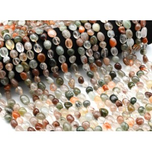 Бусины из кварца рутилового галтовка 9*11мм, 37см, 37 бусин