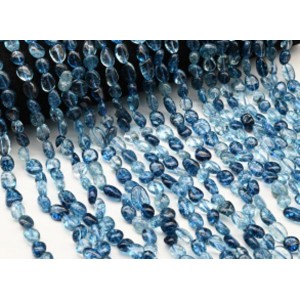 Бусины из кварца тонированного галтовка 8*10мм цвет синий, 37см, 38 бусин