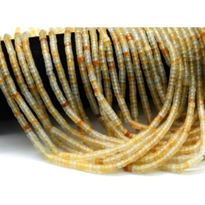 Бусины из кварца диски 4мм цвет желтый, 38см, 152 бусины